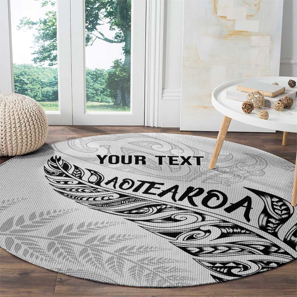 Aotearoa Personalized Lawn Bowls Maori Round Carpet New Zealand White Tribal Silver Fern - Aussie Hoodie