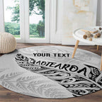 Aotearoa Personalized Lawn Bowls Maori Round Carpet New Zealand White Tribal Silver Fern - Aussie Hoodie