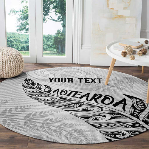 Aotearoa Personalized Lawn Bowls Maori Round Carpet New Zealand White Tribal Silver Fern - Aussie Hoodie
