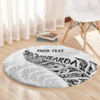 Aotearoa Personalized Lawn Bowls Maori Round Carpet New Zealand White Tribal Silver Fern - Aussie Hoodie