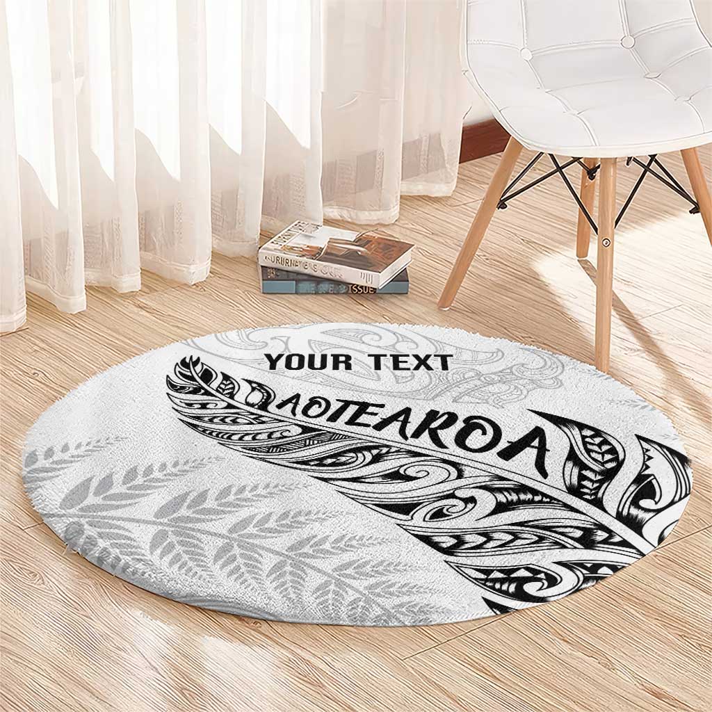 Aotearoa Personalized Lawn Bowls Maori Round Carpet New Zealand White Tribal Silver Fern - Aussie Hoodie