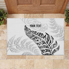 Aotearoa Personalized Lawn Bowls Maori Rubber Doormat New Zealand White Tribal Silver Fern - Aussie Hoodie