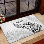 Aotearoa Personalized Lawn Bowls Maori Rubber Doormat New Zealand White Tribal Silver Fern - Aussie Hoodie