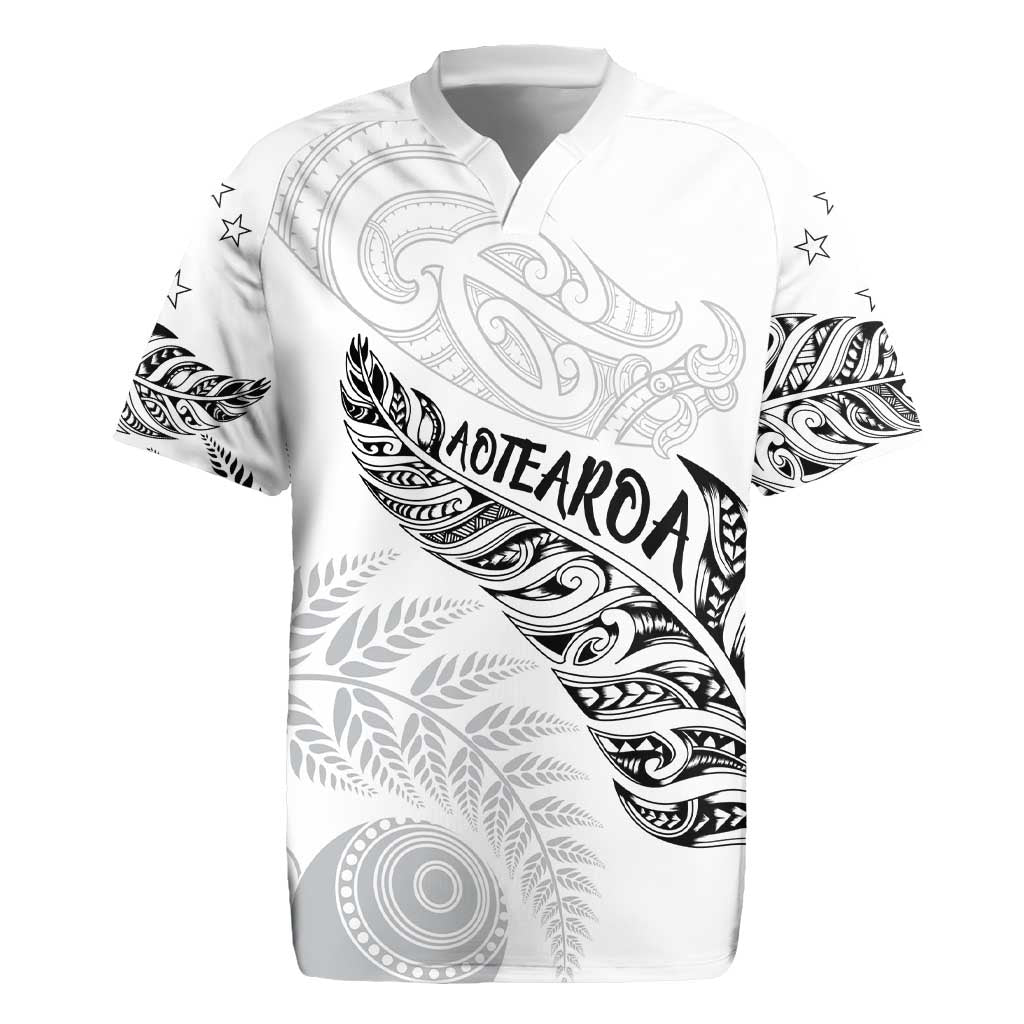 Aotearoa Personalized Lawn Bowls Maori Rugby Jersey New Zealand White Tribal Silver Fern - Aussie Hoodie
