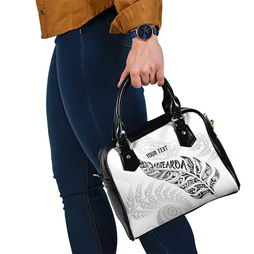 Aotearoa Personalized Lawn Bowls Maori Shoulder Handbag New Zealand White Tribal Silver Fern - Aussie Hoodie