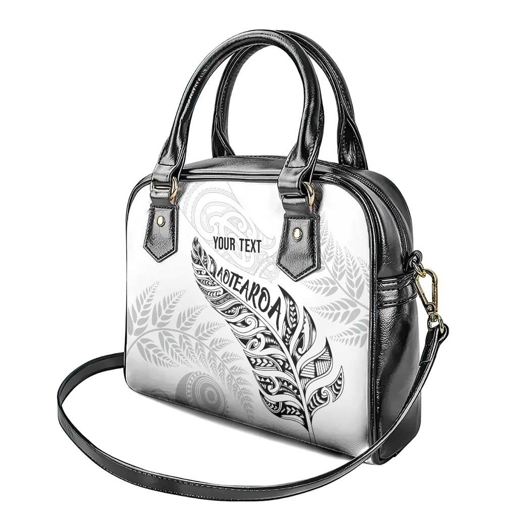 Aotearoa Personalized Lawn Bowls Maori Shoulder Handbag New Zealand White Tribal Silver Fern - Aussie Hoodie