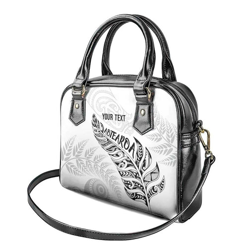 Aotearoa Personalized Lawn Bowls Maori Shoulder Handbag New Zealand White Tribal Silver Fern - Aussie Hoodie