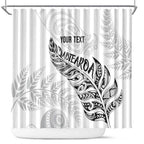 Aotearoa Personalized Lawn Bowls Maori Shower Curtain New Zealand White Tribal Silver Fern - Aussie Hoodie