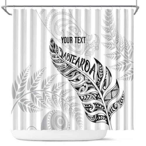 Aotearoa Personalized Lawn Bowls Maori Shower Curtain New Zealand White Tribal Silver Fern - Aussie Hoodie