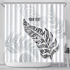 Aotearoa Personalized Lawn Bowls Maori Shower Curtain New Zealand White Tribal Silver Fern - Aussie Hoodie