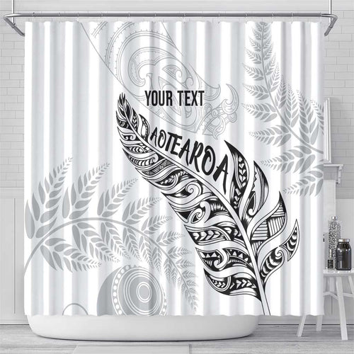 Aotearoa Personalized Lawn Bowls Maori Shower Curtain New Zealand White Tribal Silver Fern - Aussie Hoodie