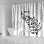 Aotearoa Personalized Lawn Bowls Maori Shower Curtain New Zealand White Tribal Silver Fern - Aussie Hoodie
