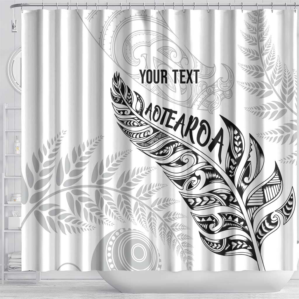 Aotearoa Personalized Lawn Bowls Maori Shower Curtain New Zealand White Tribal Silver Fern - Aussie Hoodie