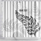 Aotearoa Personalized Lawn Bowls Maori Shower Curtain New Zealand White Tribal Silver Fern - Aussie Hoodie