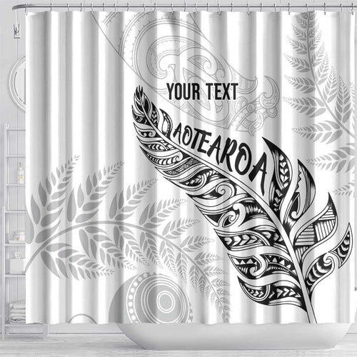 Aotearoa Personalized Lawn Bowls Maori Shower Curtain New Zealand White Tribal Silver Fern - Aussie Hoodie