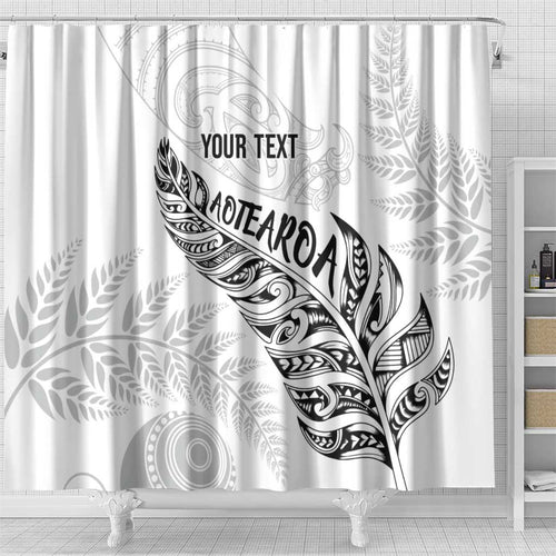 Aotearoa Personalized Lawn Bowls Maori Shower Curtain New Zealand White Tribal Silver Fern - Aussie Hoodie