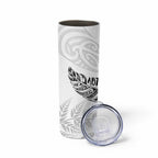 Aotearoa Personalized Lawn Bowls Maori Skinny Tumbler New Zealand White Tribal Silver Fern - Aussie Hoodie