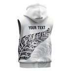 Aotearoa Personalized Lawn Bowls Maori Sleeveless Hoodie New Zealand White Tribal Silver Fern - Aussie Hoodie