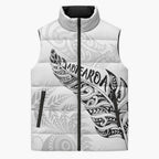 Aotearoa Personalized Lawn Bowls Maori Sleeveless Puffer Jacket New Zealand White Tribal Silver Fern - Aussie Hoodie