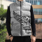 Aotearoa Personalized Lawn Bowls Maori Sleeveless Puffer Jacket New Zealand White Tribal Silver Fern - Aussie Hoodie
