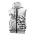 Aotearoa Personalized Lawn Bowls Maori Sleeveless Zip Hoodie New Zealand White Tribal Silver Fern LT7