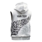 Aotearoa Personalized Lawn Bowls Maori Sleeveless Zip Hoodie New Zealand White Tribal Silver Fern LT7