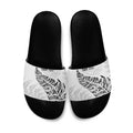 Aotearoa Personalized Lawn Bowls Maori Slide Sandals New Zealand White Tribal Silver Fern - Aussie Hoodie