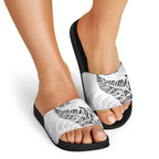 Aotearoa Personalized Lawn Bowls Maori Slide Sandals New Zealand White Tribal Silver Fern - Aussie Hoodie