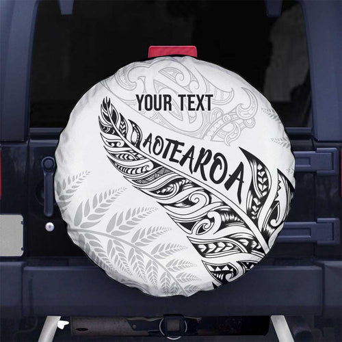 Aotearoa Personalized Lawn Bowls Maori Spare Tire Cover New Zealand White Tribal Silver Fern - Aussie Hoodie