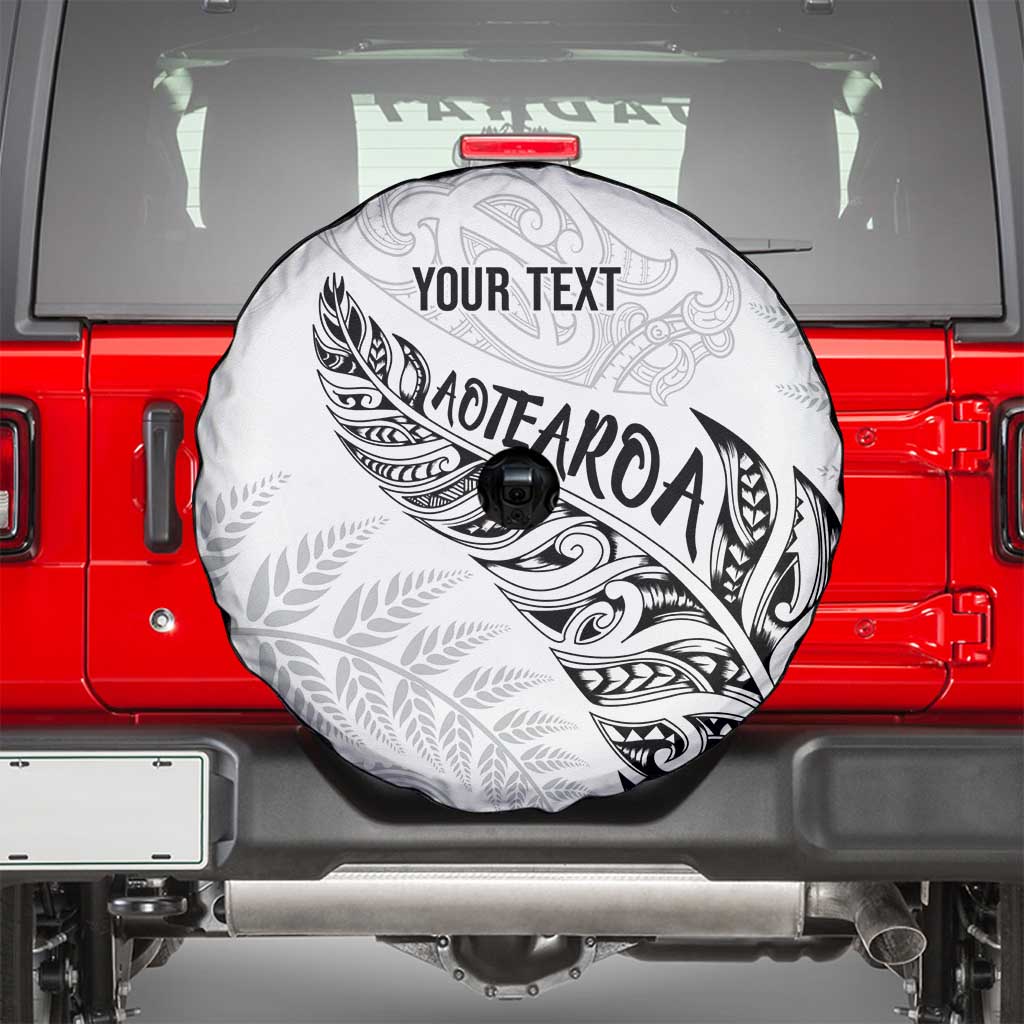 Aotearoa Personalized Lawn Bowls Maori Spare Tire Cover New Zealand White Tribal Silver Fern - Aussie Hoodie