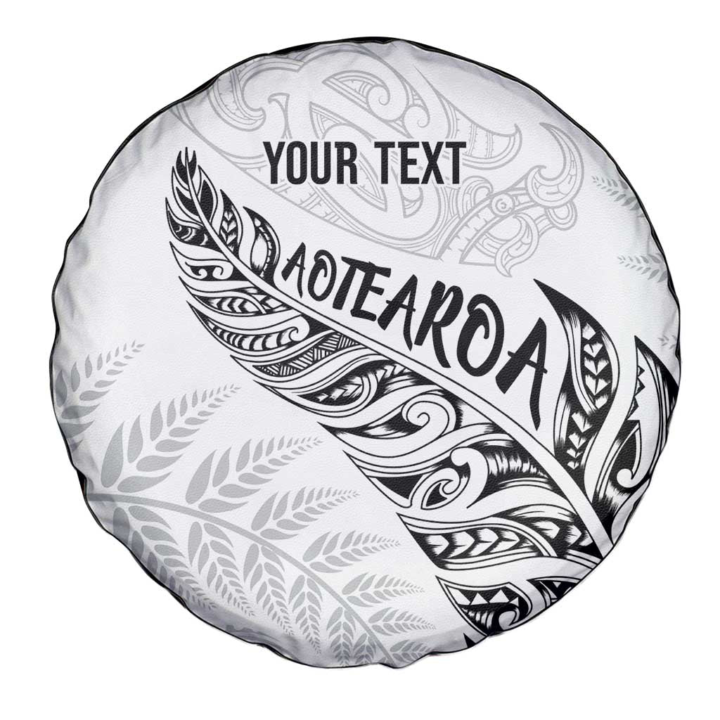 Aotearoa Personalized Lawn Bowls Maori Spare Tire Cover New Zealand White Tribal Silver Fern - Aussie Hoodie