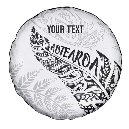 Aotearoa Personalized Lawn Bowls Maori Spare Tire Cover New Zealand White Tribal Silver Fern - Aussie Hoodie