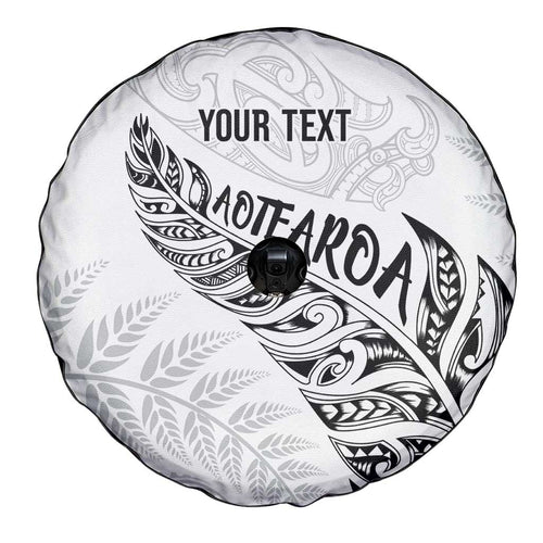 Aotearoa Personalized Lawn Bowls Maori Spare Tire Cover New Zealand White Tribal Silver Fern - Aussie Hoodie