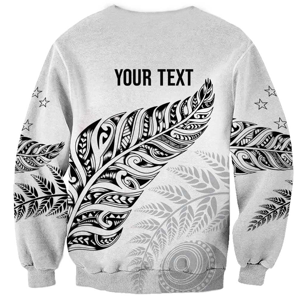 Aotearoa Personalized Lawn Bowls Maori Sweatshirt New Zealand White Tribal Silver Fern - Aussie Hoodie