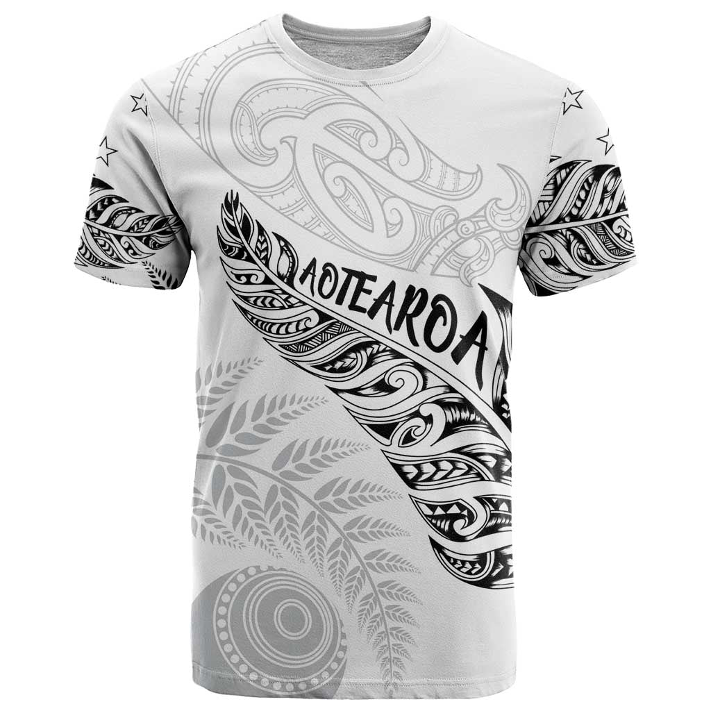 Aotearoa Personalized Lawn Bowls Maori T Shirt New Zealand White Tribal Silver Fern - Aussie Hoodie