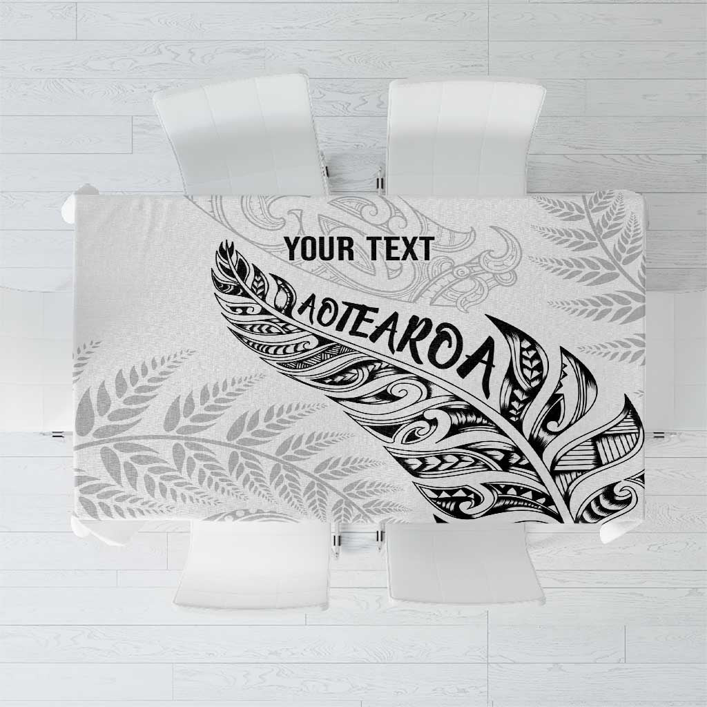 Aotearoa Personalized Lawn Bowls Maori Tablecloth New Zealand White Tribal Silver Fern - Aussie Hoodie