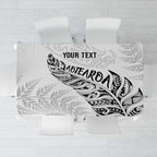Aotearoa Personalized Lawn Bowls Maori Tablecloth New Zealand White Tribal Silver Fern - Aussie Hoodie
