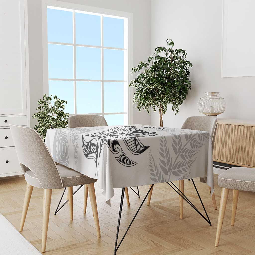 Aotearoa Personalized Lawn Bowls Maori Tablecloth New Zealand White Tribal Silver Fern - Aussie Hoodie