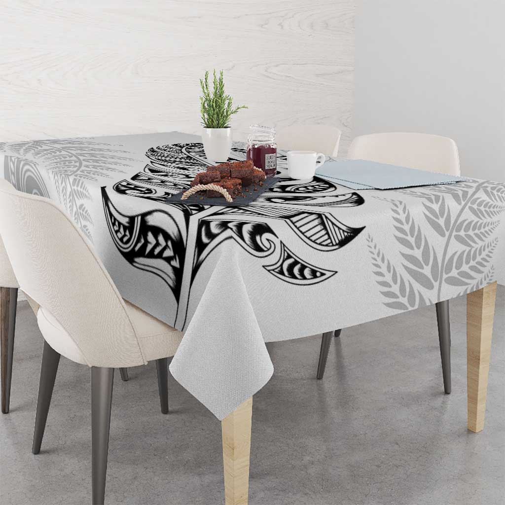 Aotearoa Personalized Lawn Bowls Maori Tablecloth New Zealand White Tribal Silver Fern - Aussie Hoodie