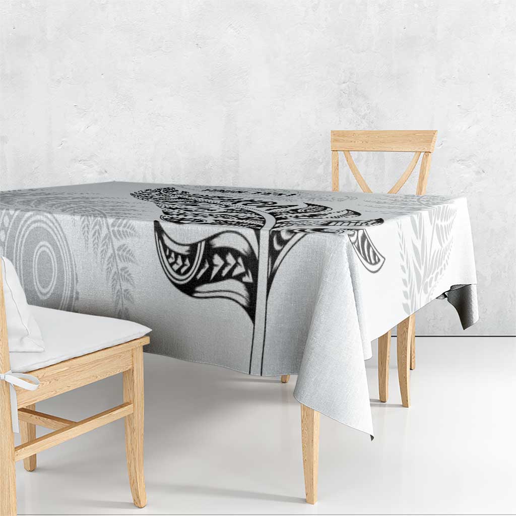 Aotearoa Personalized Lawn Bowls Maori Tablecloth New Zealand White Tribal Silver Fern - Aussie Hoodie