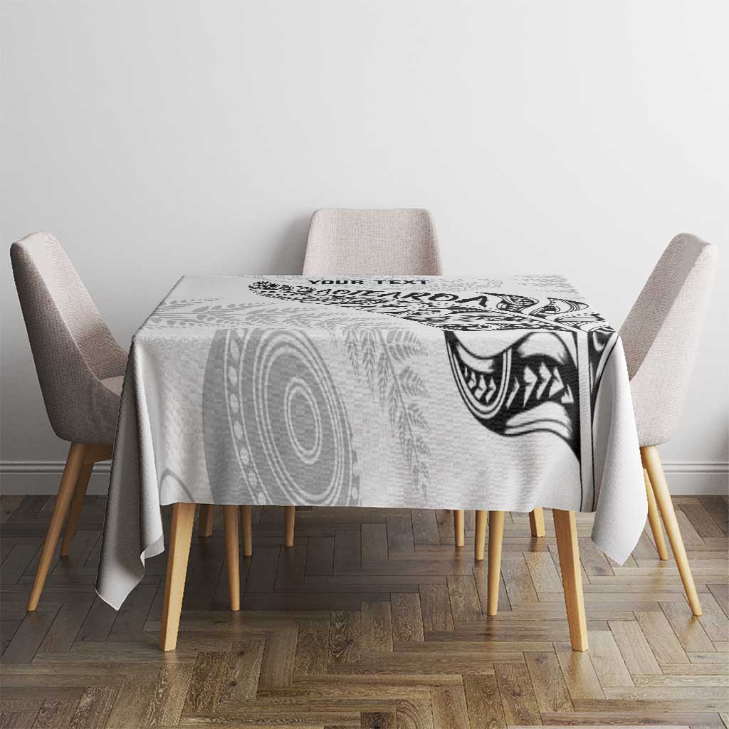 Aotearoa Personalized Lawn Bowls Maori Tablecloth New Zealand White Tribal Silver Fern - Aussie Hoodie