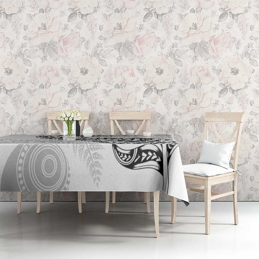 Aotearoa Personalized Lawn Bowls Maori Tablecloth New Zealand White Tribal Silver Fern - Aussie Hoodie