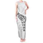 Aotearoa Personalized Lawn Bowls Maori Tank Maxi Dress New Zealand White Tribal Silver Fern - Aussie Hoodie