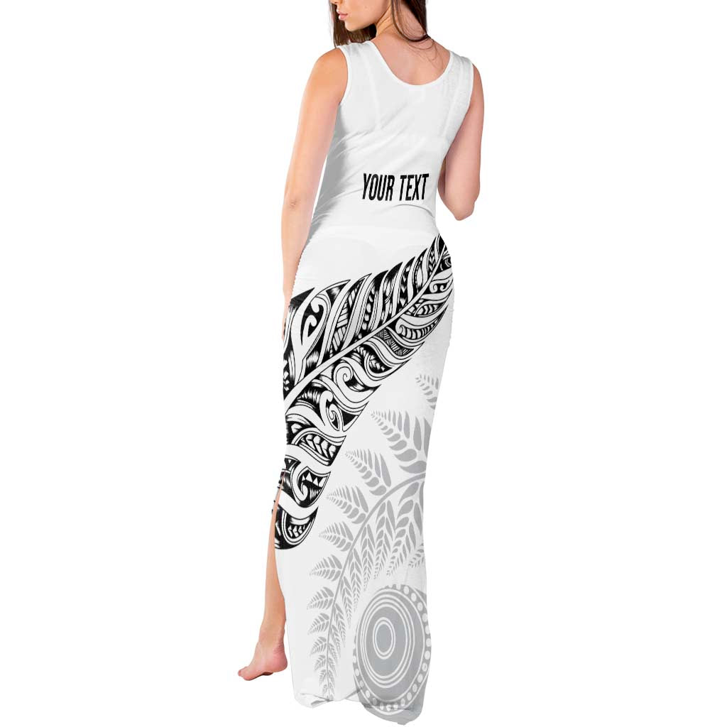 Aotearoa Personalized Lawn Bowls Maori Tank Maxi Dress New Zealand White Tribal Silver Fern - Aussie Hoodie