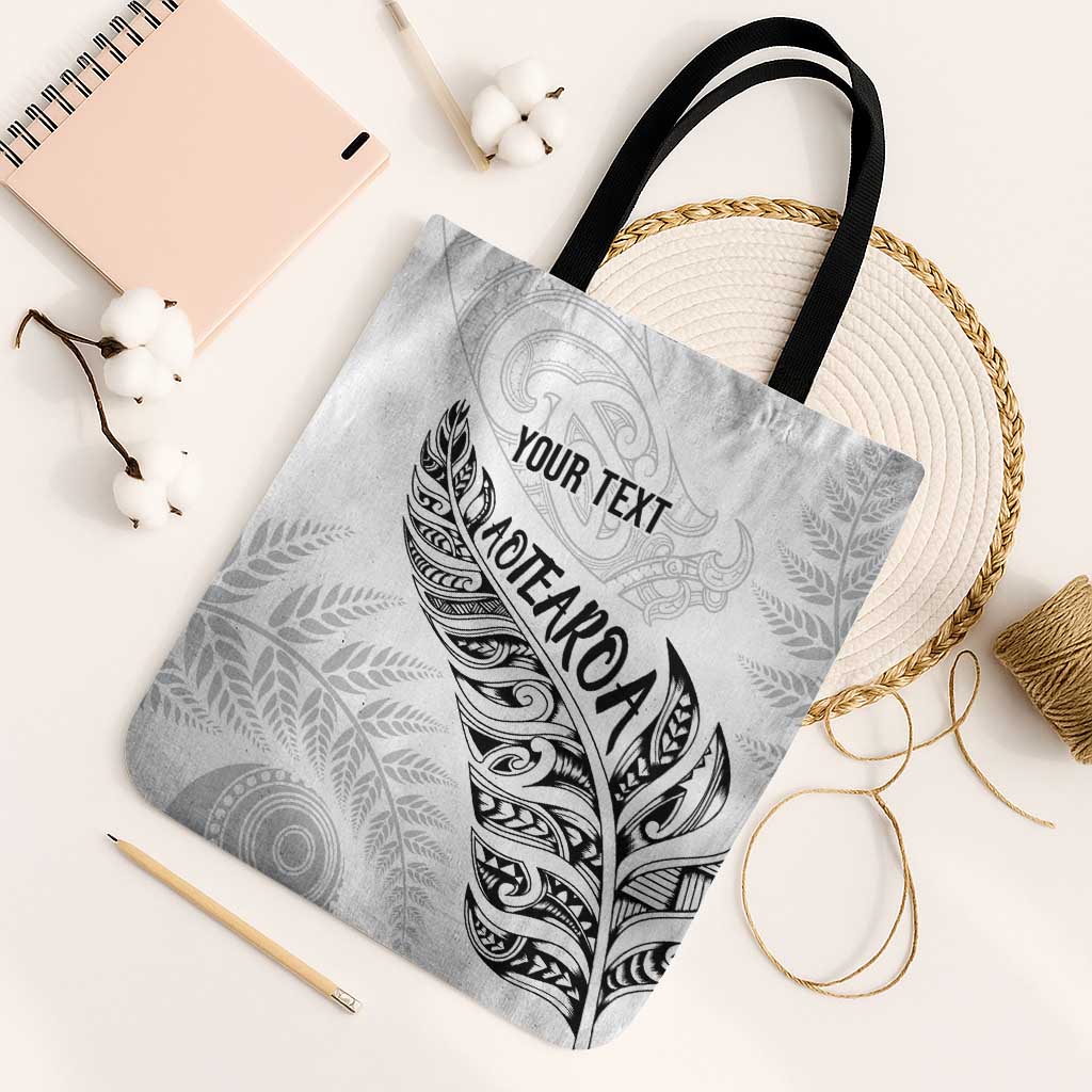 Aotearoa Personalized Lawn Bowls Maori Tote Bag New Zealand White Tribal Silver Fern - Aussie Hoodie