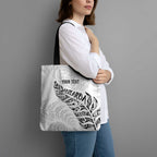 Aotearoa Personalized Lawn Bowls Maori Tote Bag New Zealand White Tribal Silver Fern - Aussie Hoodie