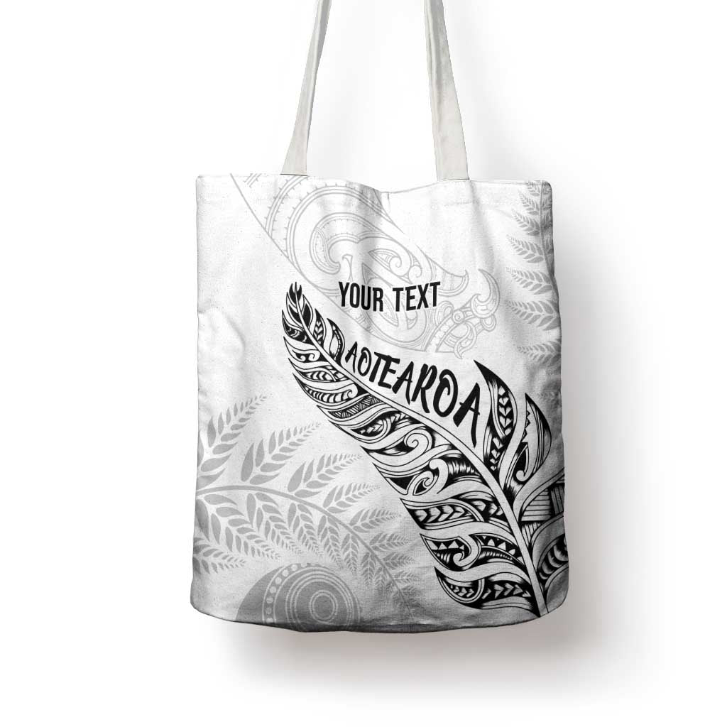 Aotearoa Personalized Lawn Bowls Maori Tote Bag New Zealand White Tribal Silver Fern - Aussie Hoodie