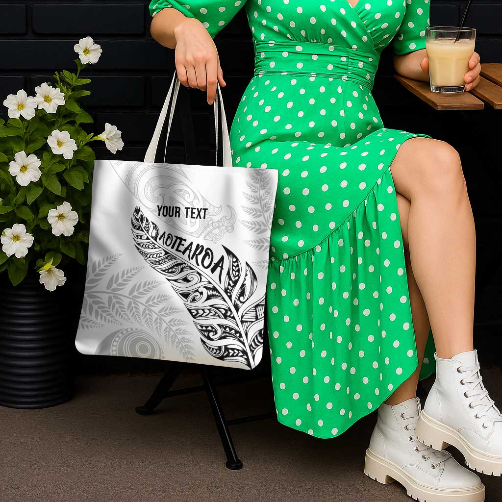 Aotearoa Personalized Lawn Bowls Maori Tote Bag New Zealand White Tribal Silver Fern - Aussie Hoodie
