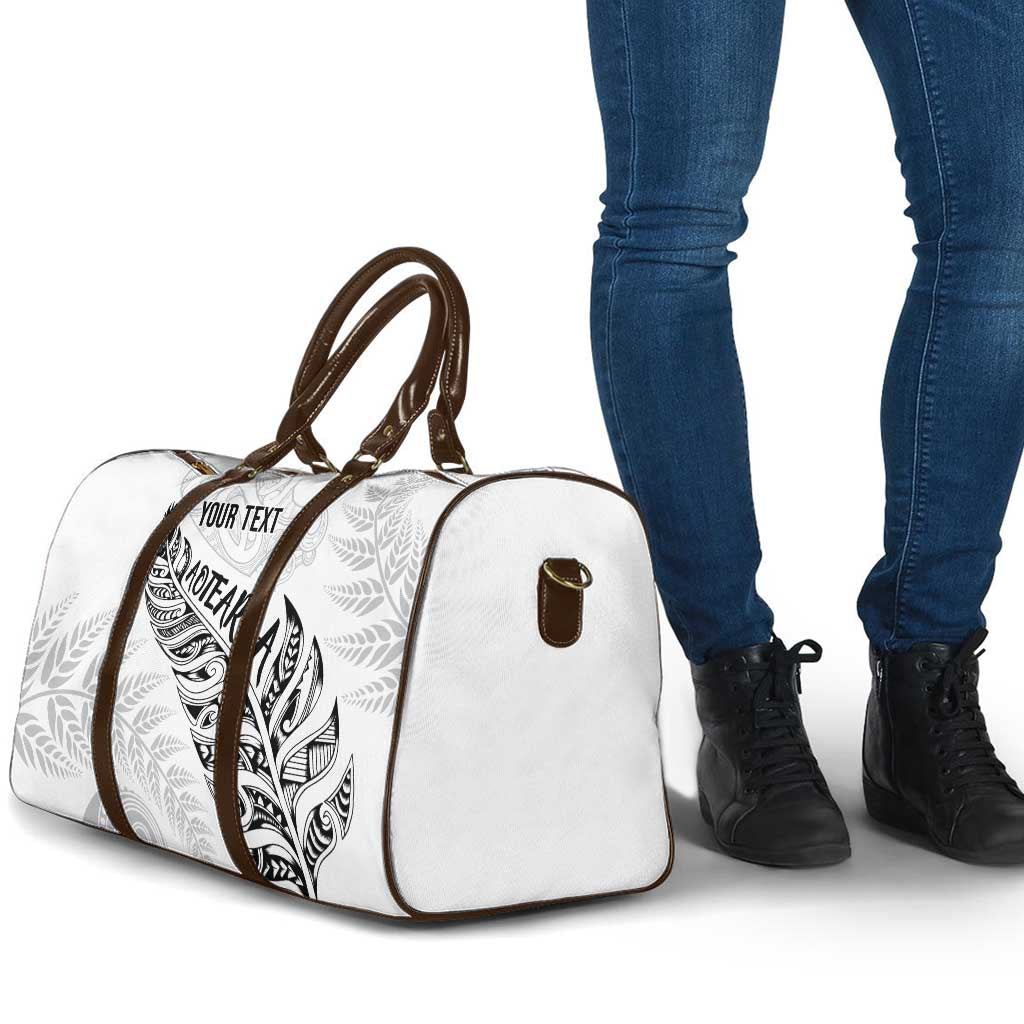 Aotearoa Personalized Lawn Bowls Maori Travel Bag New Zealand White Tribal Silver Fern - Aussie Hoodie