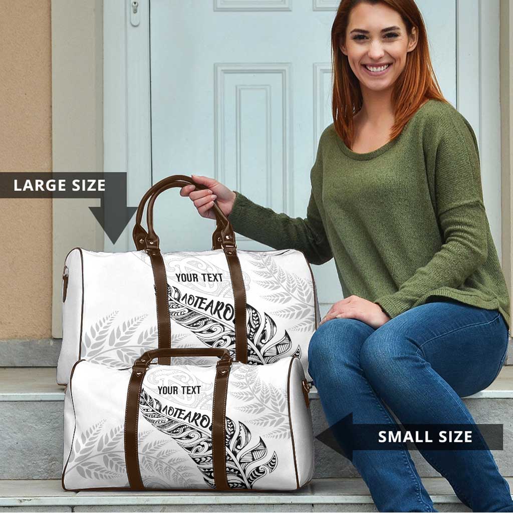 Aotearoa Personalized Lawn Bowls Maori Travel Bag New Zealand White Tribal Silver Fern - Aussie Hoodie